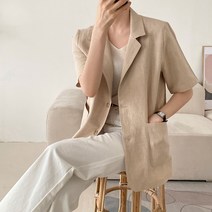 MUMUSEE 국내제작 라투르 여성 오버핏 린넨 반팔자켓 5color 루즈핏 빅사이즈