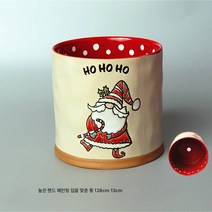 크리에이티브 세라믹 수저통 공구통 핸드페인팅 붓펜통 대용량 테이블 수납함 심플 스타일, 브라운크리스마스통미디엄/밑단1홀흠집, 1