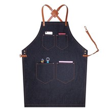 모올글래드 데님 앞치마 캐주얼 롱 앞치마 남녀공용 데일리 앞치마, 데님 앞치마 (베이직 네이비)