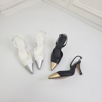 역삼힐 / (역삼힐) 렌디 앞코 배색 슬링백힐(8.5cm)