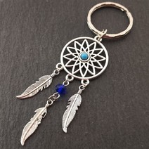 윈드차임 선물 핑크 블랙 비즈 Dreamcatcher 깃털 바람 종소리 드림 캐처 키 체인 여성 빈티지 인도 스타일, 03 silver-3