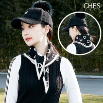 [체스골프-기획상품] 그린퀸 D 여성골프 니트스카프, FREE, 블랙