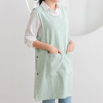 데코에버 러블리 체크 원피스 앞치마 M (55~66), 그린