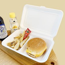 [소행섬] 친환경 펄프 도시락 일체형 2칸, 50개입