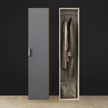 이온 400 원룸 슬림 미니 옷장 선반장 싱글장롱 장농 드레스룸 작은방 시스템 옷 정리 틈새 수납장, 그레이