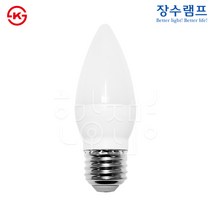 우리조명 장수램프 LED 촛대구 불투명 5W, 전구색(E26), 1개