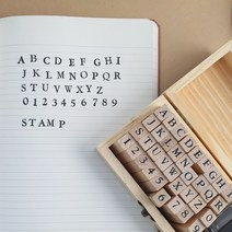 알파벳 숫자 우드 스탬프 세트, 블랙, 1개
