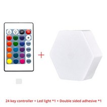 [케이로] 220085 RGB LED 양자 무선 육각 램프 터치 센서 야간 조명 침실 벌집 벽 제어 다채로운 캐비닛, 1 controller 1 Lamp, 16Colors
