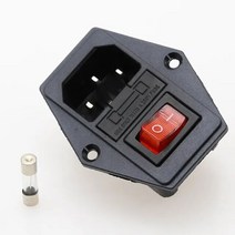 호환 부품 인렛 모듈 플러그 로커 스위치 수 전원 소켓 3 핀 IEC320 C14 및 퓨즈 10A 250V 1 세트 신제품, [04] 빨간