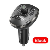 차량용핸드폰거치대 Essager 자동차 충전기 USB 휴대 전화 FM 송신기 블루투스 오디오 MP3 플레이어 TF 카, 01 Black