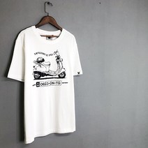 20수 면 반팔 그래픽 티셔츠 화이트 [I LOVE SCOOTER]