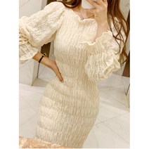 스모크 머메이드 롱 맥시 셔링 프릴 프라하 레이스 원피스