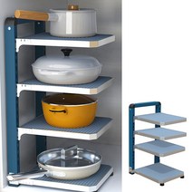 블루리빙 높이조절 후라이팬 씽크대 정리대, 블루 4단