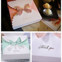 리본 정사각 납작 접이식 선물 포장 상자 종이 박스 케이스 답례품 천연 비누 양말 손수건 생일 기념품 어린이집 답례 쿠키 마들렌 선물용 용품, 색상, 핑크