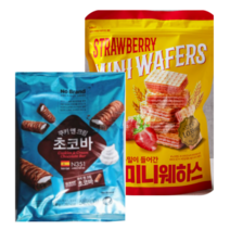 딸기미니웨하스 +쿠키앤크림 초코바(한입에쏙/바삭한웨하스속바닐라크림/웨이퍼/바삭/초코바/간식/달콤/쿠키/비스켓/비스킷), 상세설명