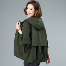 봄가을 코트 여 쇼트 루즈핏 후드 트렌치 코디 카디건 트렌치