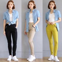[스타일샵간지] 포켓 배색 면스판 스키니팬츠 S/M/L