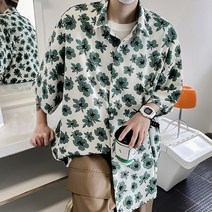 남자 꽃 반팔 하와이안셔츠 봄여름 바캉스 휴양지룩 남방 뚱뚱한남자 코디