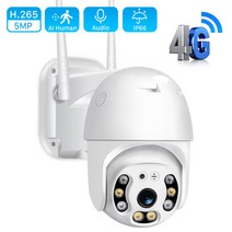 EVKVO 실내 실외 5 메가 픽셀 4G SIM 카드 CCTV IP66 가정용 방수 자동 추적 CCTV 카메라 iCsee, 4MP With 64G Card