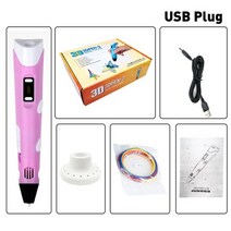 3d 펜 3디 펜 매직 가정용 프린터 쓰리디 추천 pen 3D LED 스크린 DIY 3D 인쇄 PLA 필라멘트 크리 에이 티브 장난감 선물 디자인 드로잉 3D 교육 완구, 핑크 EU, 협력사