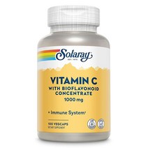 Solaray 비타민 C 바이오플라보노이드 농축액 1000mg 건강한 면역 기능 피부 모발 및 손톱 지원 식물성 캡슐 100개