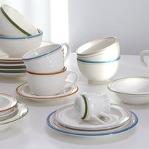 시라쿠스 메이플 예쁜 신혼 그릇 세트 집들이선물 라인, 4인 세트 (26pcs), 밴드_블루