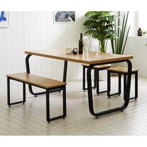 모던 입식 원룸자취방용 식탁1200+의자4인 SET(2컬러) 거실 럭셔리 비싼 긴, 각진프레임+아카시아, 1인2인_3EA_아카시아