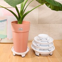 세경팜 이동식 화분받침대 사각 원형 바퀴형 플라스틱 화분받침, 01. 원형물받침, 화이트
