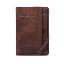 (태양유통) 가죽 여권 지갑 케이스 파우치 홀더, 커피색