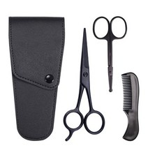 미용 이발사 가위 세트 스테인레스 3pcs 수염 남자 콧수염 빗 트리밍 손질 키트 키트 남성 케어, A