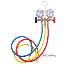 호스 커플러 및 어댑터가 있는 3 방향 AC 매니폴드 게이지 세트 냉매 자동차 R12 R22 R404A R134A 용, CHINA, 빨간, 3.Set 2