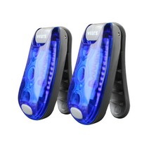 [웨어스] LED 야간안전등 (2개입) 자전거후미등 경광등 강아지led 다용도led라이트 클립형 벨크로밴드 포함, 파랑-파랑