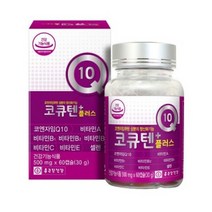 종근당건강 코큐텐 플러스 500mg x 60캡슐 (코엔자임Q10 비타민A 비타민C 비타민E 항화 활성산소 유해산소 셀렌 에너지 혈압), 단품