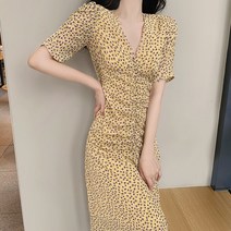 잇츠스타일 프렌치 브이넥 플라워 쉬폰 여름 원피스