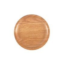 ZICCO 지코 옐로우 우드 멜라민 원형 굽접시 플레이트 빵 디저트 홈카페 트레이 서빙보드, 1개