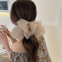 디어쇼룸 쉬폰 왕리본 헤어자동핀 볼륨샬롱 올림머리핀 왕리본핀 반머리핀