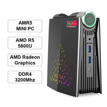 Chatreey AMR5 미니 소형 PC Ryzen 5 R7 7735HS 6900HX 게임용 데스크탑 컴퓨터 WiFi 6 BT 5.0 Windows, 03 32G Ram 1TB SSD_03 UK, 02 R7 5800U DDR4