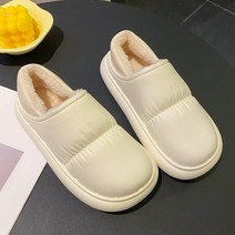 QILCI 겨울용 방수 방한 실내화 여성 털 슬리퍼 슈즈