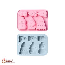 이홈베이킹 실리콘몰드 크리스마스트리 산타 눈사람6구 랜덤1개, 단품