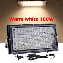야외 스포트라이트 LED 투광 조명 50W 100W AC220V흰색 흰색 RGB 방수 가로등 정원 램프, Warm White 100W, CHINA