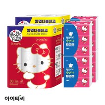 [홈스웰] 헬로키티 프리미엄 화장지세트 (화장지 4겹60롤 + 팝업티슈 12개, 상세 설명 참조