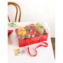 모두샵 대형 과일 생일 선물 상자 고급 투명 에바폼리본 오픈상자 포장 박스 케이스, 레드박스 단품