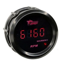 52mm 2 인치 디지털 LCD 자동차 차량용 경주 수정 타코미터 게이지 0-9999 RPM 미터 가솔린 엔진 4-6-8 실, 02 Red Light