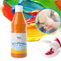샘방지캡 잘씻기는 아기물감 주황 리필용 500ml 색채교육 놀이 5살여아