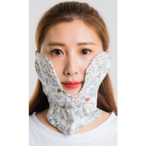 휴스토니 여성 와이어C7 자외선차단 골프마스크, 블루꽃