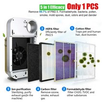 에어워셔 HEPA 필터가있는 공기 청정기 알레르기 제거기 PM2.5 먼지 꽃가루 연기 Pet Dander 용 음이온, 04 AU