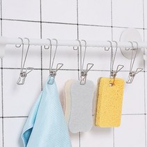 스퀘어상점 다용도 고리 집게 후크 대형 걸이형 스텐 고무장갑 걸이 주방 욕실용품 걸이 대사이즈 빨래집게 1개 5개 세트, 논슬립 집게(화이트) 5P