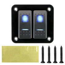 카라반 캠핑카 부품 수리용품 24v 12v 2gang 스위치 패널 조명 토글 브레이커 led 방수 자동차 액세서리 해양 rv 캠퍼 캐러밴 보트 트럭 트레일러, 씨엔, 파란색, 1개