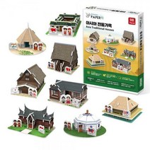 3D 입체 우드락 퍼즐 아시아 전통가옥 만들기 / 접착제없이 모형 제작, 단품