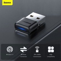 Baseus USB 블루투스 어댑터 블루투스 51 무선 BT 수신기 송신기 Adaptador PC 스피커 마우스 음악 오디오 어댑터, 01 Black